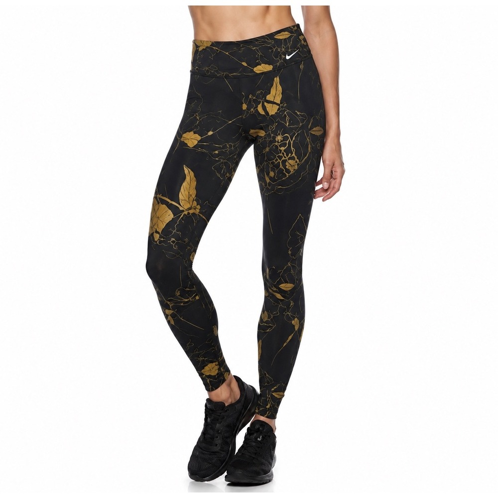 Nike Dri Fit Leggings 2XL Black Gold Botanical Floral High Rise BV5769-010